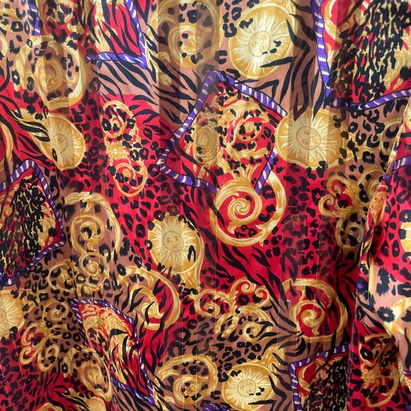 Sun Leopard Cheetah Paisley Hipster Vintage Hippie Artsy Boho Button Hip Blouse - Picture 4 of 8